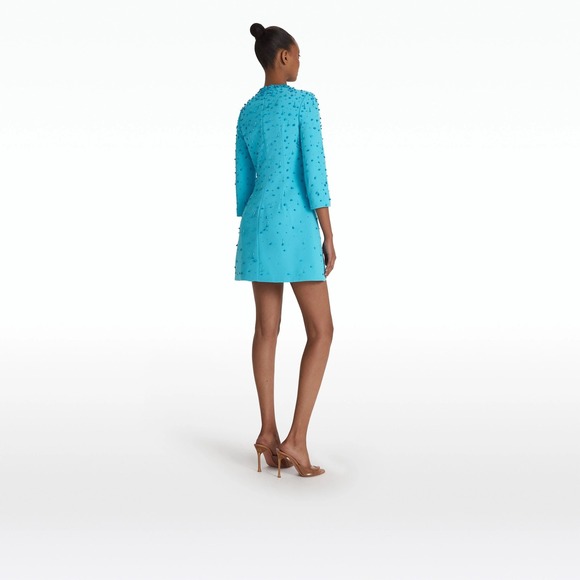 NWT Safiyaa Renalle Mini Dress in Aquamarine Blue $2,655 - Size US 2 / FR 34 - Picture 4 of 13